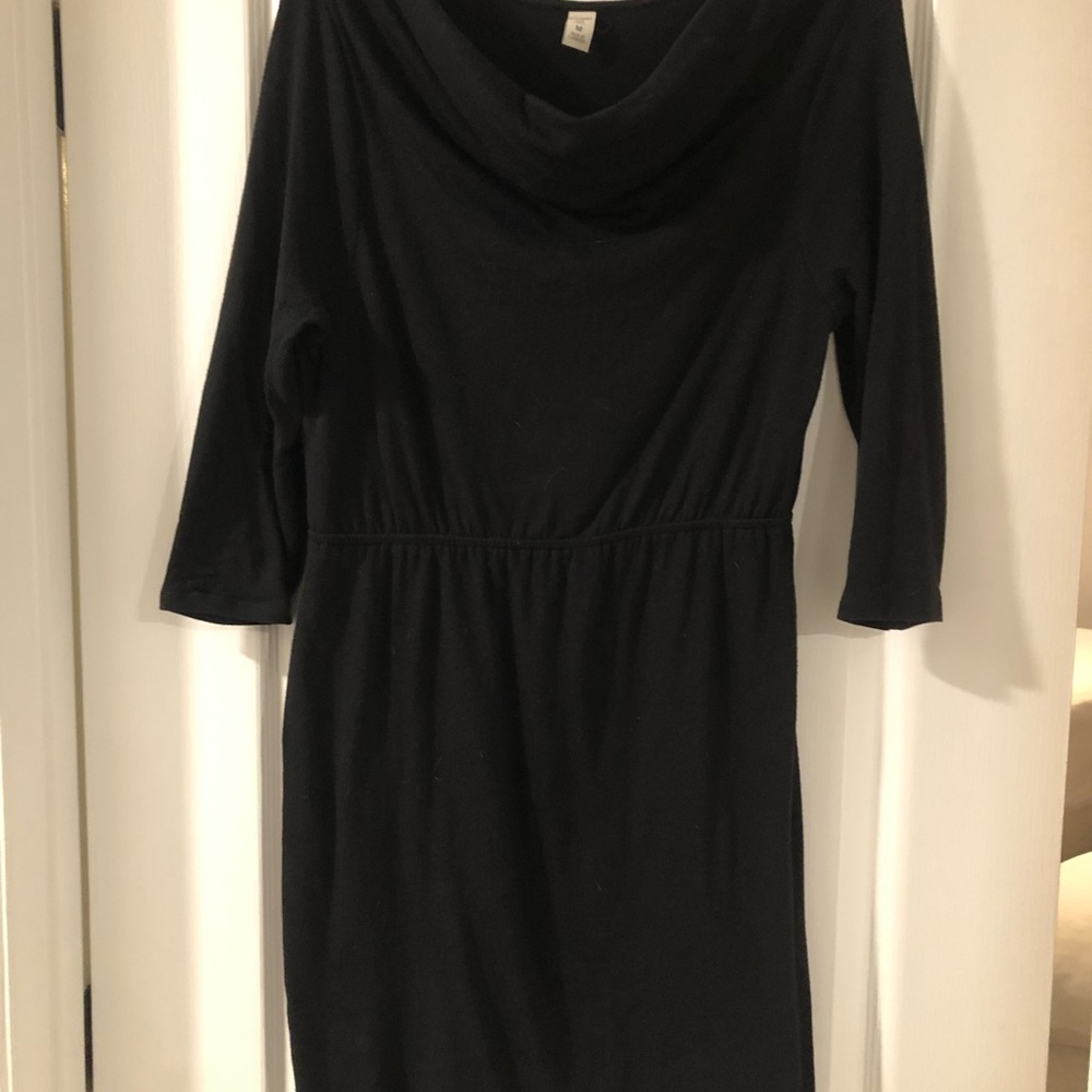 Old Navy Black Sweater Dress with Cowl Neck and 3/4 Sleeves for Casual Work